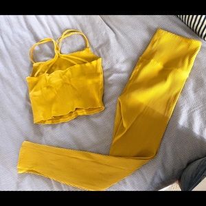 Yellow ribbed Carbon38 legging & top set